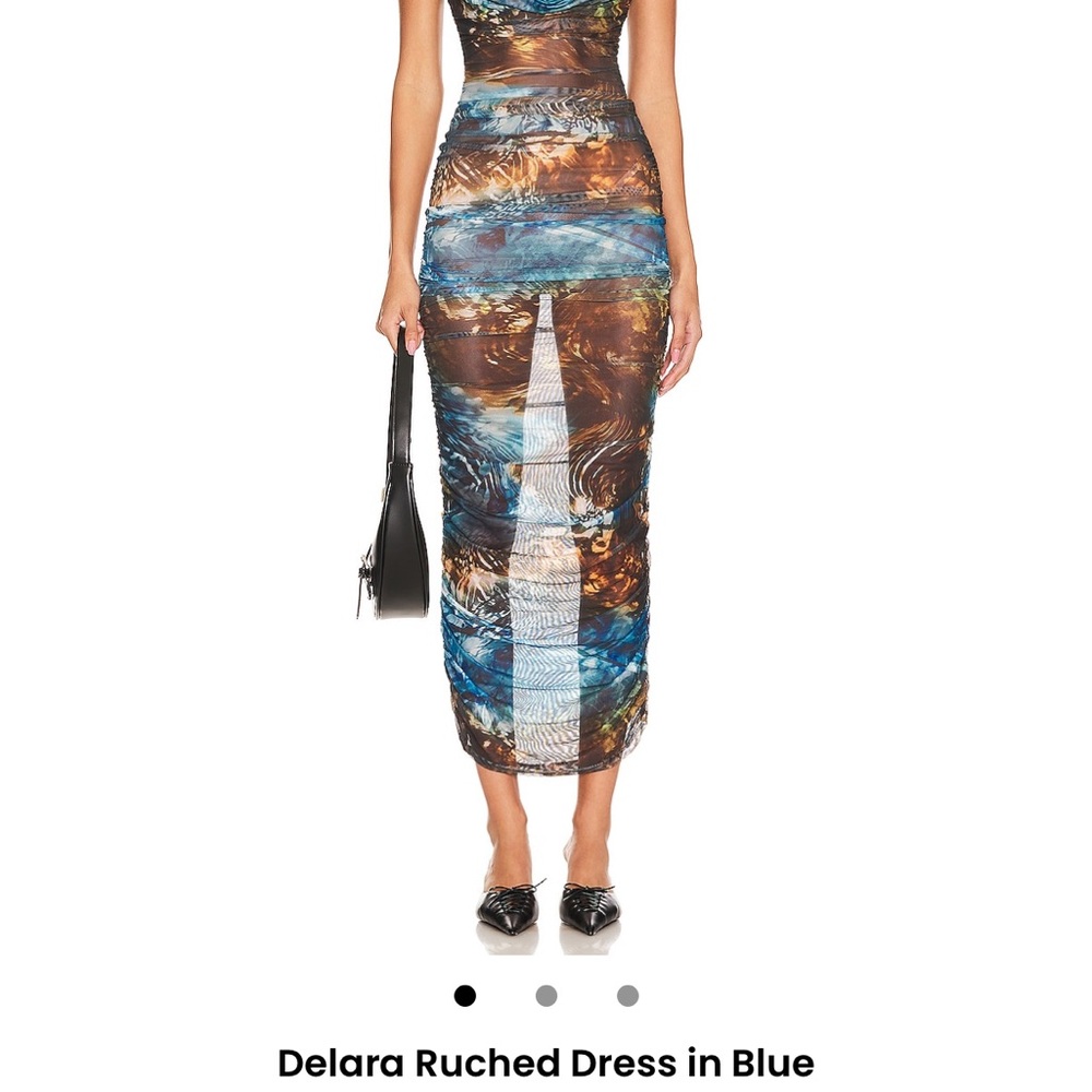 revolve superdown Delara Ruched Blue and Brown Dress